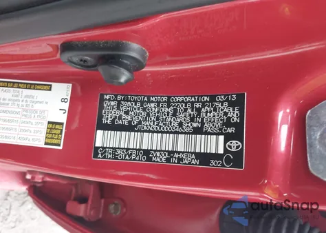 2013 Toyota Prius Three z USA, uszkodzony, nr VIN JTDKN3DU0D0346385